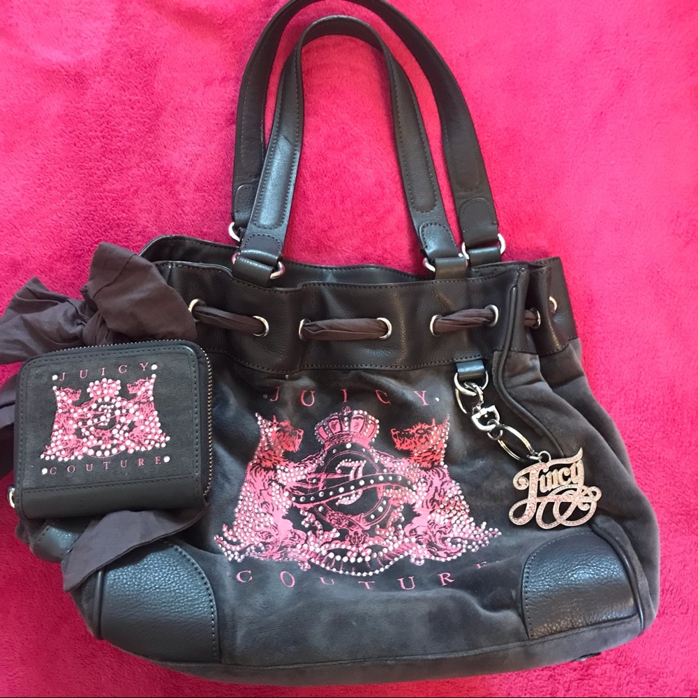 Juicy Grey & Pink Bag w/ wallet